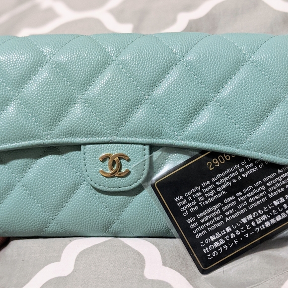 CHANEL Long Flap Wallet in Light Blue Caviar - Picture 8 of 8